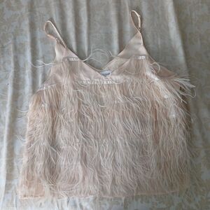 Elegant Feathered Women's Camisole in Cream